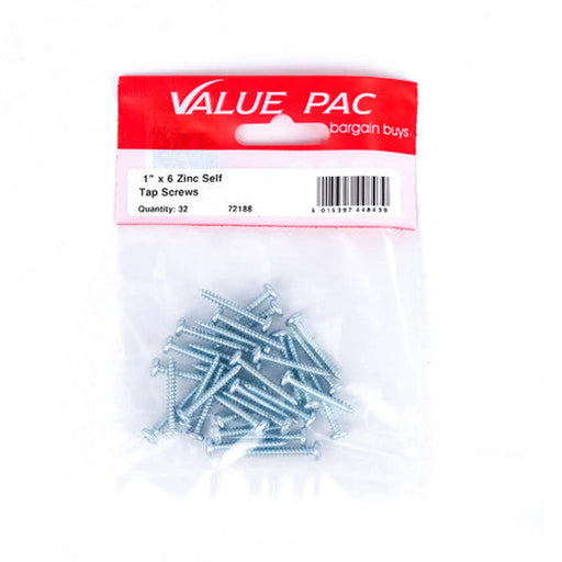 1" x 6 ZP Pan Head Self Tapping Screws (Pack of 32) - Pack of 10