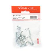M4 x 25mm ZP Machine Screws & Nuts CSK - Pack of 10