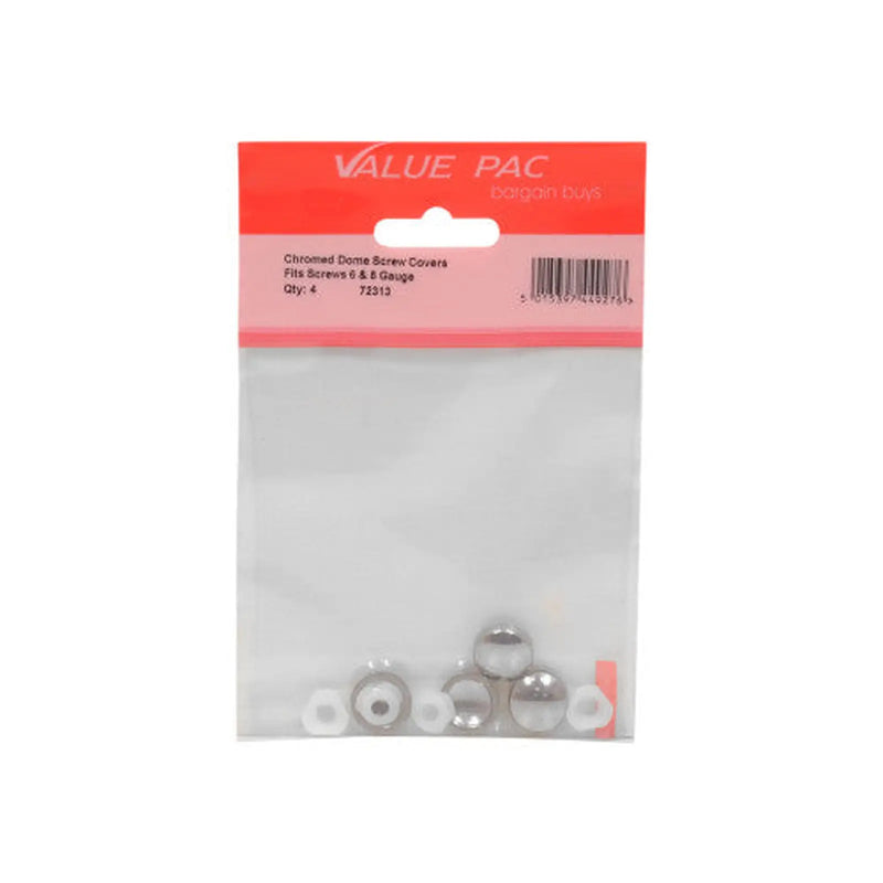 Chromed Plastic Dome Screw Cover - Pack of 10
