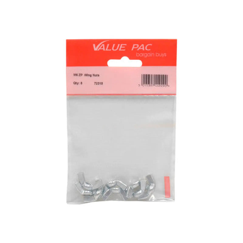 M6 ZP Wing Nuts (Pack of 6) - Pack of 10