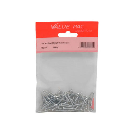 3/4" x 4 Pozi CSK ZP Twin Screws (Pack of 65) - Pack of 10