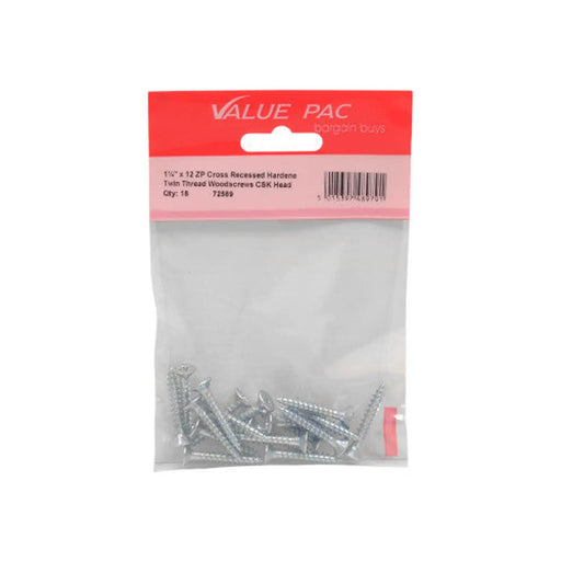 1 1/4" x 12 Pozi CSK ZP Twin Screws (Pack of 14) - Pack of 10