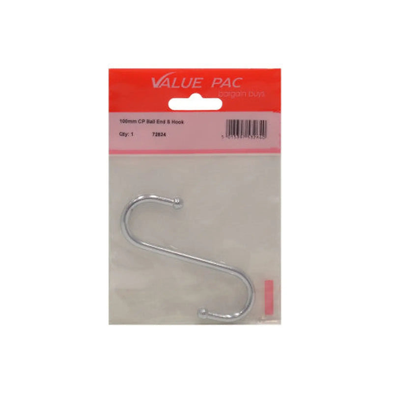 100mm CP Ball End S Hook - Pack of 10