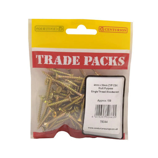 Pozi Multi Purpose Countersunk Woodscrews - Zinc Yellow Passivated - Pack of 5