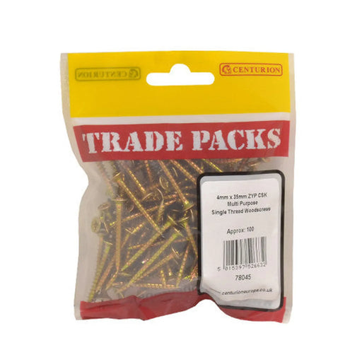 Pozi Multi Purpose Countersunk Woodscrews - Zinc Yellow Passivated - Pack of 5