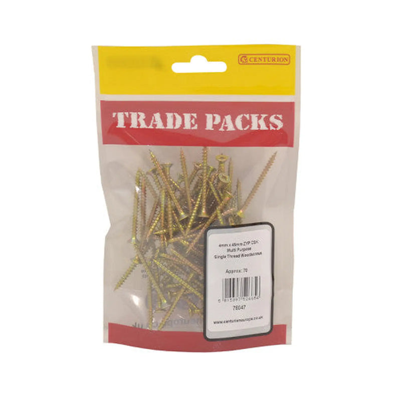 Pozi Multi Purpose Countersunk Woodscrews - Zinc Yellow Passivated - Pack of 5