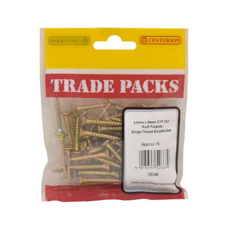 Pozi Multi Purpose Countersunk Woodscrews - Zinc Yellow Passivated - Pack of 5