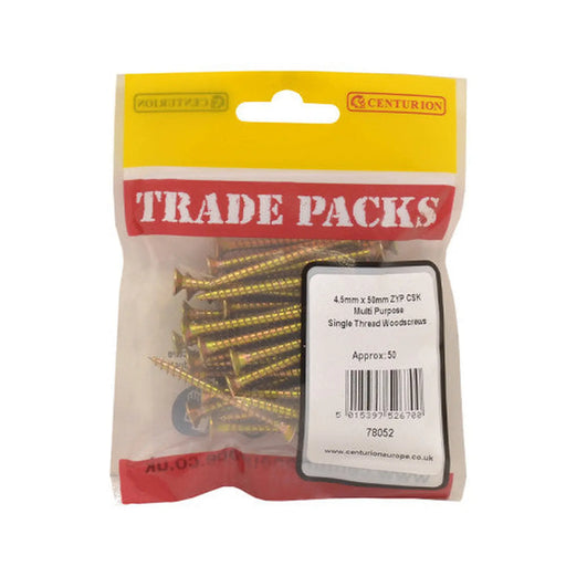 Pozi Multi Purpose Countersunk Woodscrews - Zinc Yellow Passivated - Pack of 5