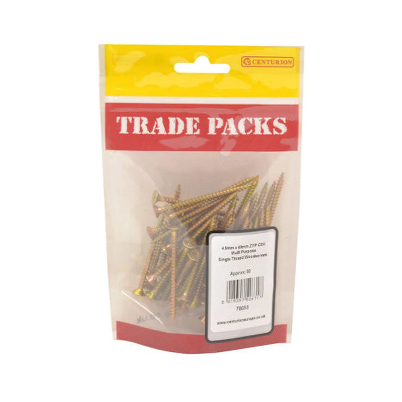 Pozi Multi Purpose Countersunk Woodscrews - Zinc Yellow Passivated - Pack of 5
