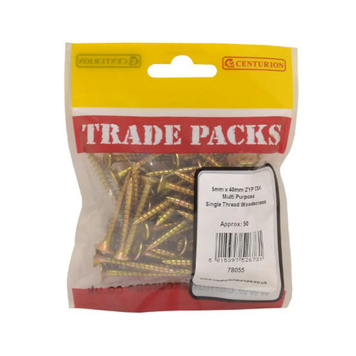 Pozi Multi Purpose Countersunk Woodscrews - Zinc Yellow Passivated - Pack of 5