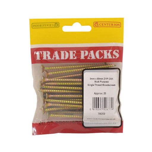 Pozi Multi Purpose Countersunk Woodscrews - Zinc Yellow Passivated - Pack of 5