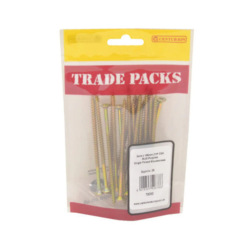 Pozi Multi Purpose Countersunk Woodscrews - Zinc Yellow Passivated - Pack of 5