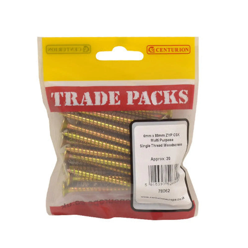 Pozi Multi Purpose Countersunk Woodscrews - Zinc Yellow Passivated - Pack of 5