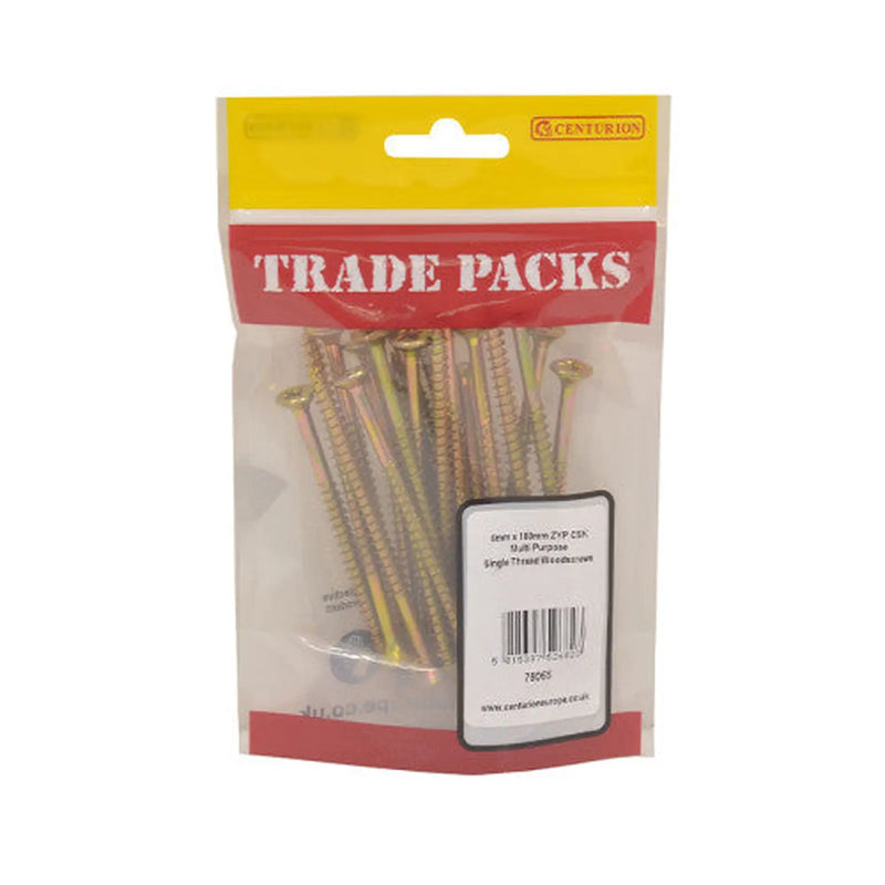 Pozi Multi Purpose Countersunk Woodscrews - Zinc Yellow Passivated - Pack of 5