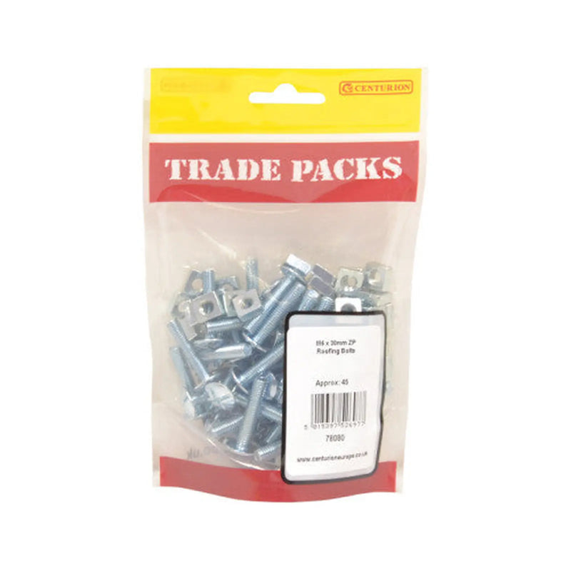 Roofing Bolts - Zinc Plated - M6 x 30mm - (45 PK) - Pack of 5