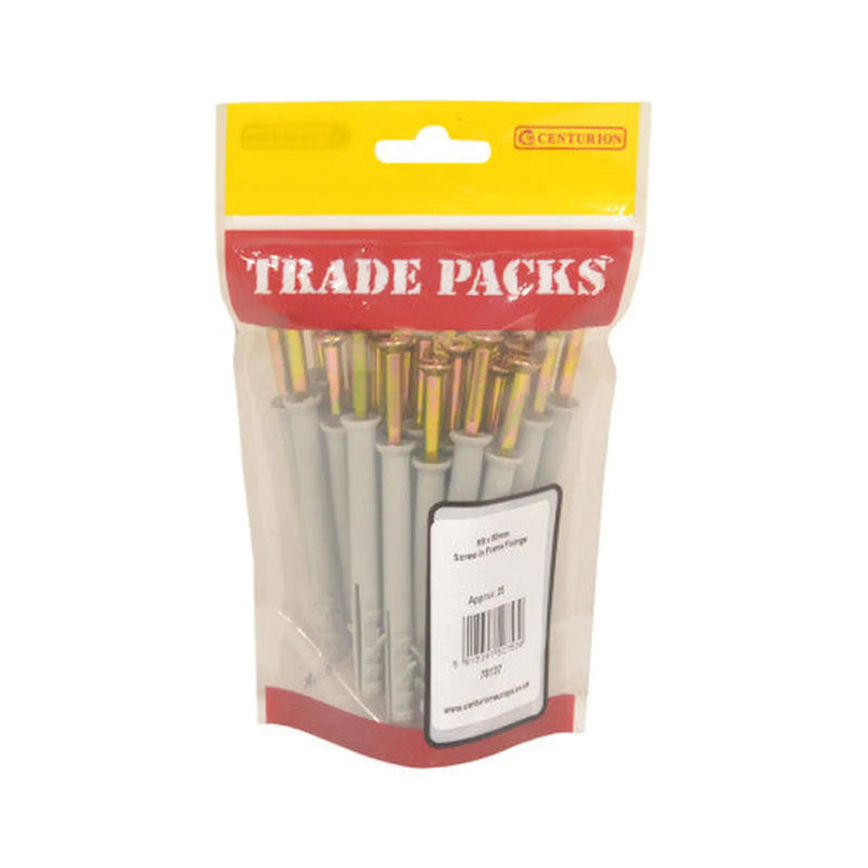 Screw In Frame Fixings - Zinc Plated - M8 x 80mm - (25 PK) - Pack of 5