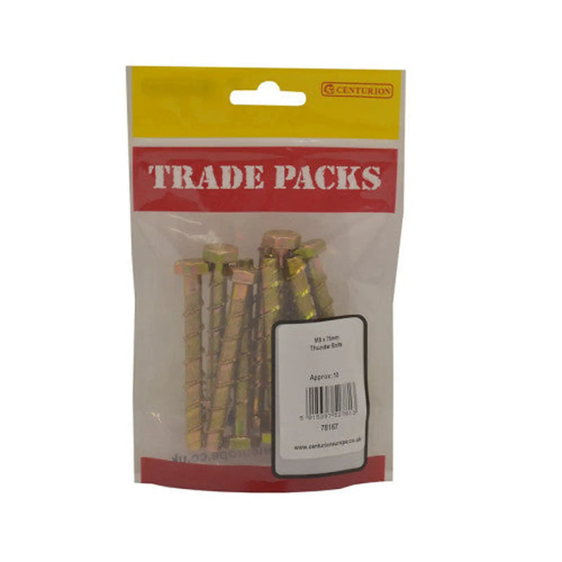 Thunder Bolts - Zinc Yellow Passivated - M8 x 75mm - (10 PK) - Pack of 5