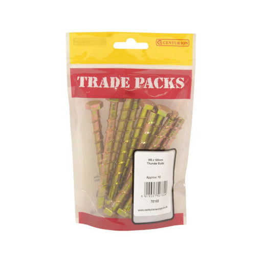 Thunder Bolts - Zinc Yellow Passivated - M8 x 100mm - (10 PK) - Pack of 5