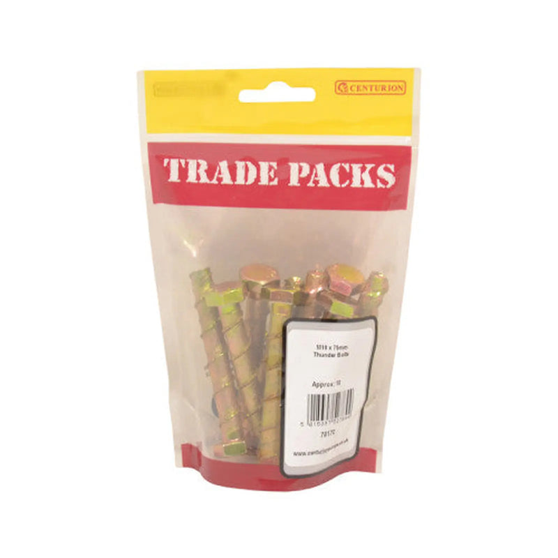 Thunder Bolts - Zinc Yeloow Passivated - M10 x 75mm - (10 PK) - Pack of 5