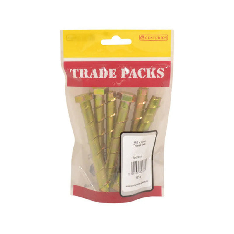 Thunder Bolts - Zinc Yellow Passivated - M12 x 100mm - (6 PK) - Pack of 5