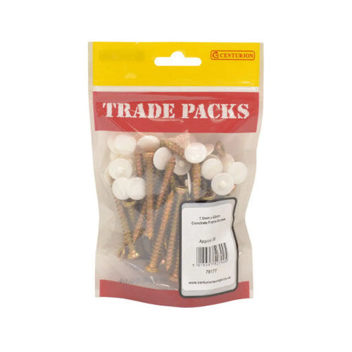Concrete Frame Screws - Zinc Yellow Passivated - 7.5mm x 62mm - (35 - Pack of 5