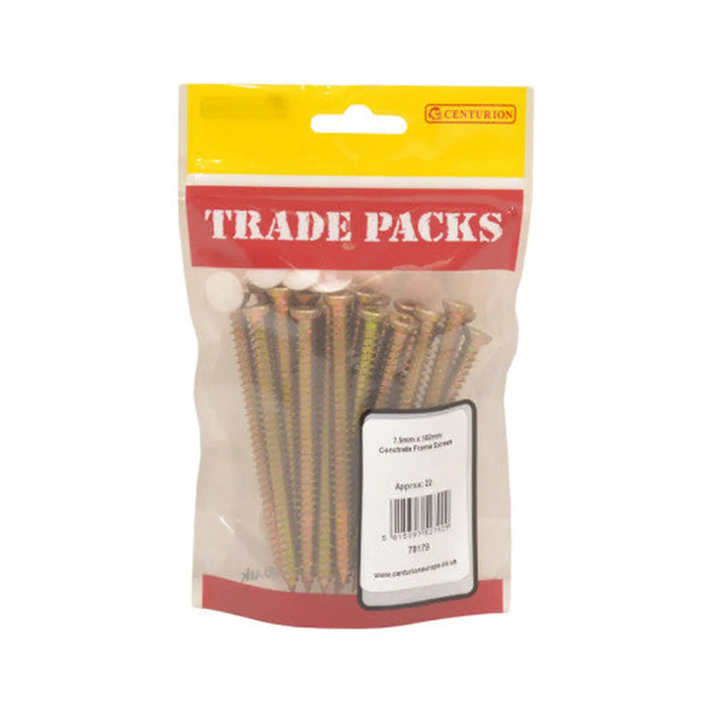 Concrete Frame Screws - Zinc Yellow Passivated - 7.5mm x 102mm - - Pack of 5
