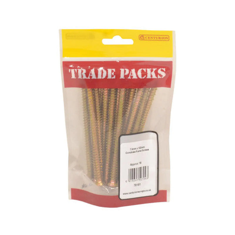 Concrete Frame Screws - Zinc Yellow Passivated - 7.5mm x 122mm - - Pack of 5