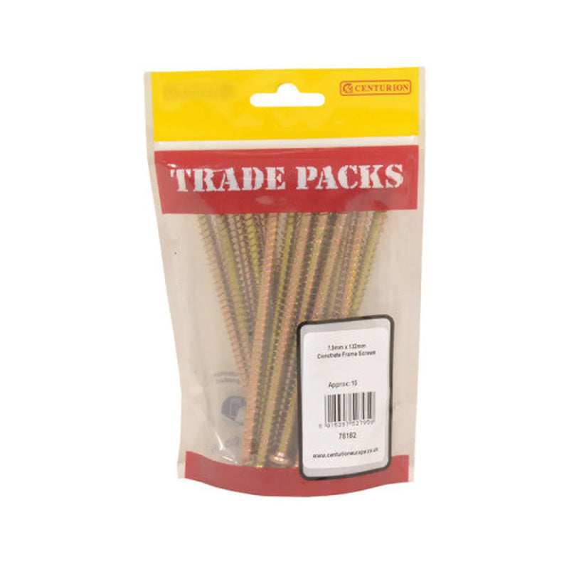 Concrete Frame Screws - Zinc Yellow Passivated - 7.5mm x 132mm - - Pack of 5