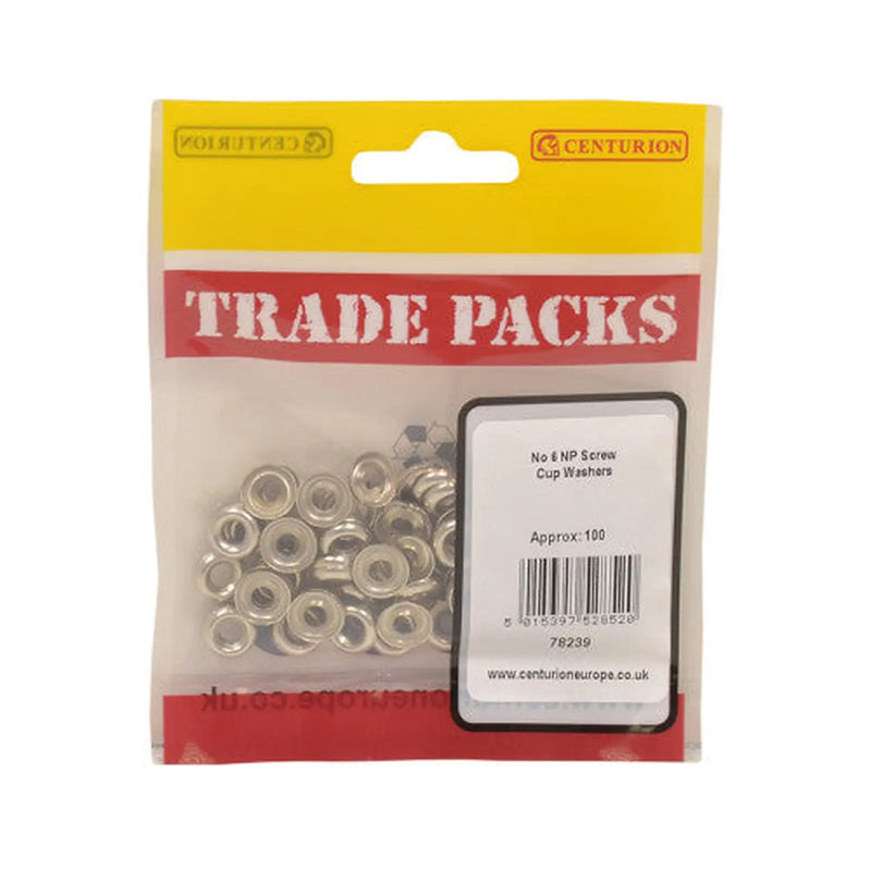 Screw Cup Washers - Nickel Plated - No 6 - (100 PK) - Pack of 5