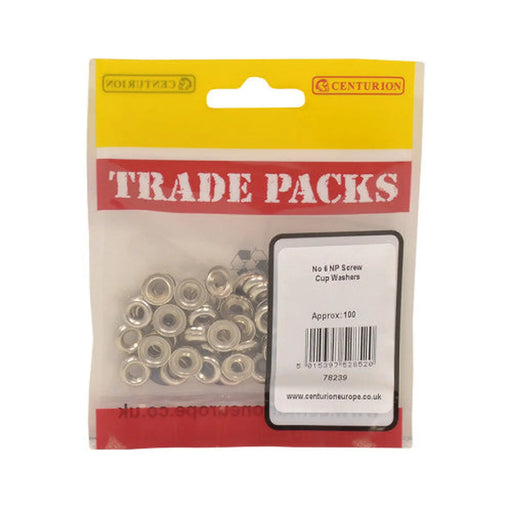Screw Cup Washers - Nickel Plated - No 6 - (100 PK) - Pack of 5