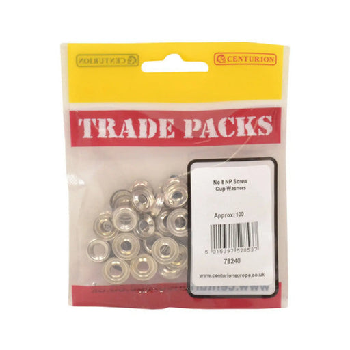 Screw Cup Washers - Nickel Plated - No 8 - (100 PK) - Pack of 5