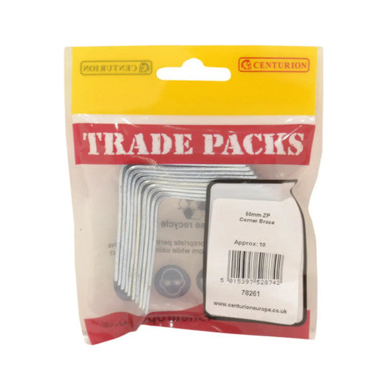 Corner Brace - Zinc Plated - 50mm - (10 PK) - Pack of 5