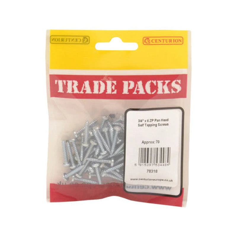 Pan Head Self Tapping Screws - Zinc Plated - 3/4" x 6 - (70 PK) - Pack of 5