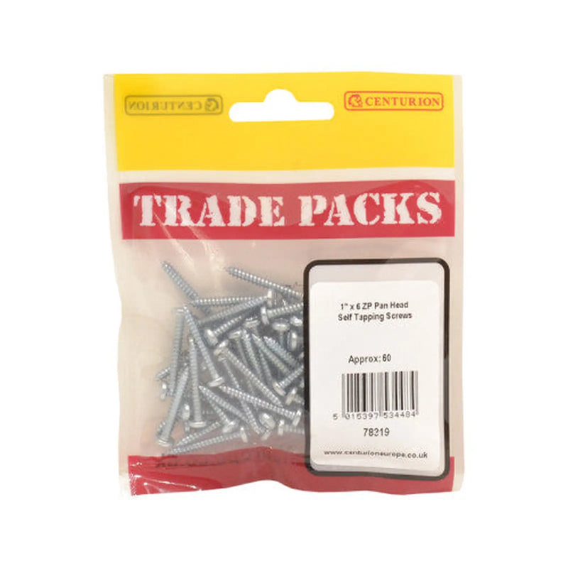 Pan Head Self Tapping Screws - Zinc Plated - 1" x 6 - (60 PK) - Pack of 5