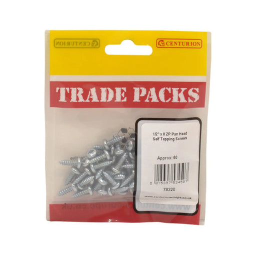 Pan Head Self Tapping Screws - Zinc Plated - 1/2" x 8 - (60 PK) - Pack of 5