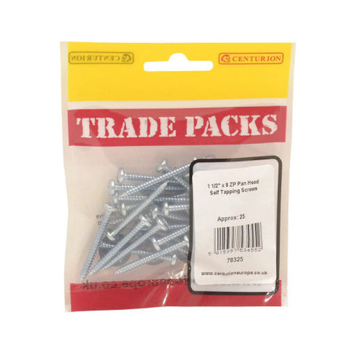 Pan Head Self Tapping Screws - Zinc Plated - 1 1/2" x 8 - (25 PK) - Pack of 5