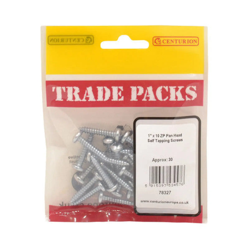 Pan Head Self Tapping Screws - Zinc Plated - 1" x 10 - (30 PK) - Pack of 5