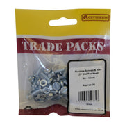 Machine Screws & Nuts - Zinc Plated - Slot Pan Head  - M4 x 12mm - - Pack of 5