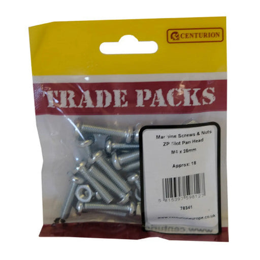 Machine Screws & Nuts - Zinc Plated - Slot Pan Head - M6 x 25mm - - Pack of 5
