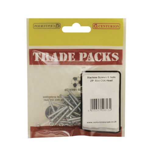Machine Screws & Nuts - Zinc Plated - Slot CSK Head - M4 x 25mm - - Pack of 5