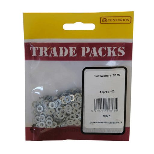 Flat Washers - Zinc Plated - M3 - (400 PK) - Pack of 5