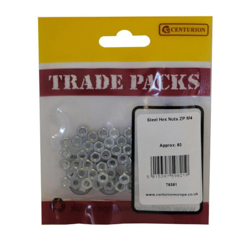 Steel Hex Nuts - Zinc Plated - M4 - (80 PK) - Pack of 5