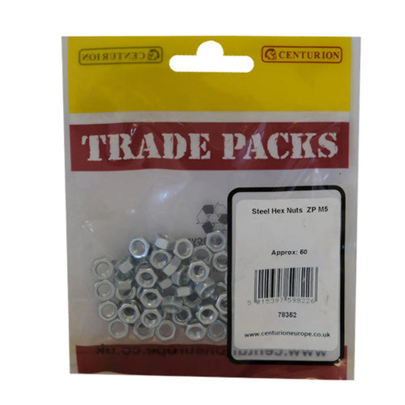 Steel Hex Nuts - Zinc Plated - M5 - (50 PK) - Pack of 5