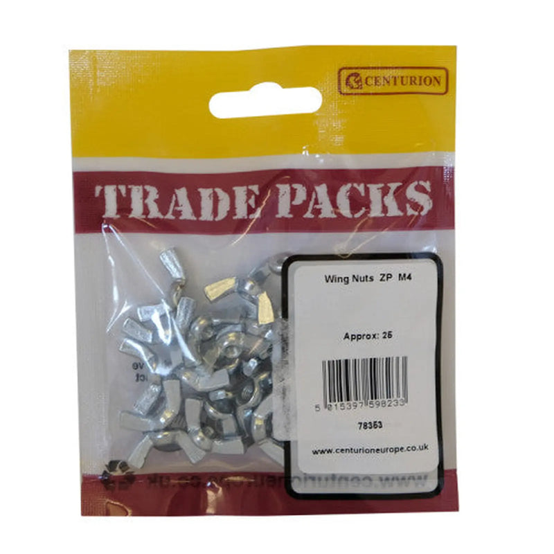 Wing Nuts - Zinc Plated - M4 - (25 PK) - Pack of 5