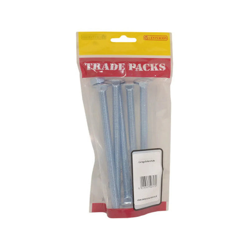 Cup Square Small Carriage Bolts & Nuts - Zinc Plated - M10 x 120mm - Pack of 5