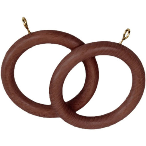 Renaissance Wooden Curtain Rings Walnut 28mm 4pk - Pack of 10