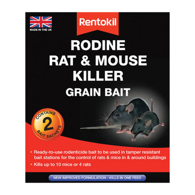 Rentokil - Rodine Rat & Mouse Killer Grain Bait - 2 Sachet - Pack of 6