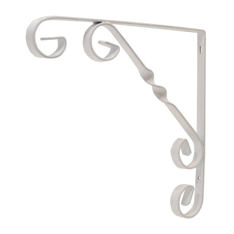 Wrought Iron Scroll Brackets, White Finish, 200mm - Pack of 10