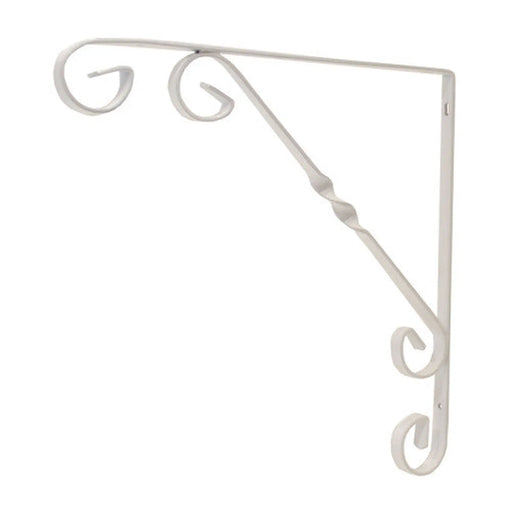 Wrought Iron Scroll Brackets, White Finish, 250mm - Pack of 10