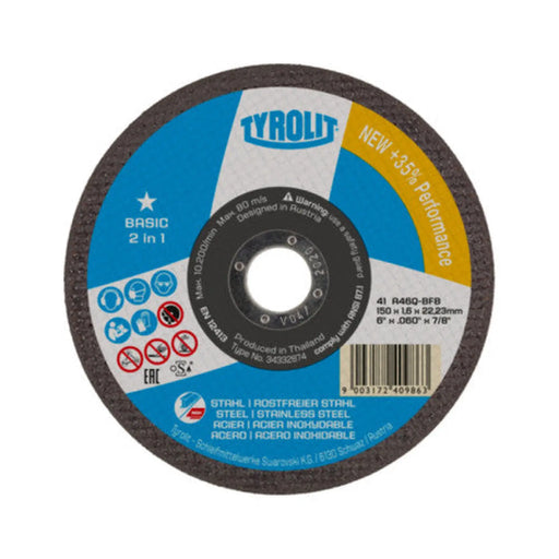 TYROLIT BASIC 2IN1 CUT OFF 230 X 3.0 X 22.23MM - Min Order 4